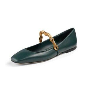 Miss Left Women Comfy Chain Strap Mary Janes Shoes Slip On Closed Square Toe Bal